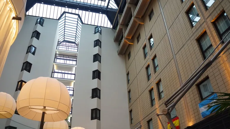 The interior of the Mercure Paris Porte de Versailles Expo Hotel in the Paris suburb of Vanves, France