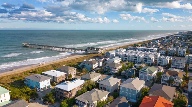 Aerial view of Wrightsville Beach in Wilmington Metropolitan Area