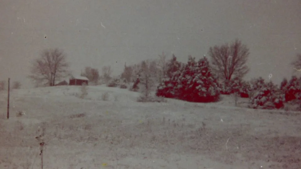 John Morris took this photo of the farmhouse at the top of the hill on Thanksgiving 1980. - John Morris