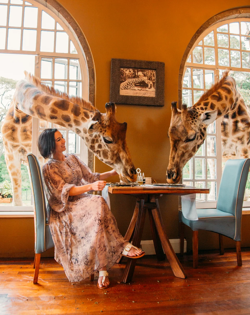 This table is just for the giraffes to eat - you'll eat your breakfast at a different table.