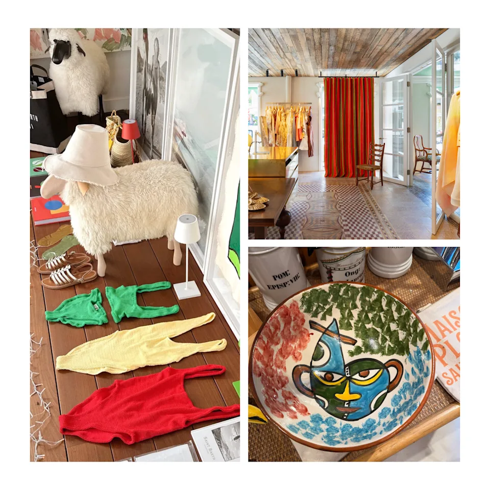 vibrant display of clothing and decorative items in a boutique setting