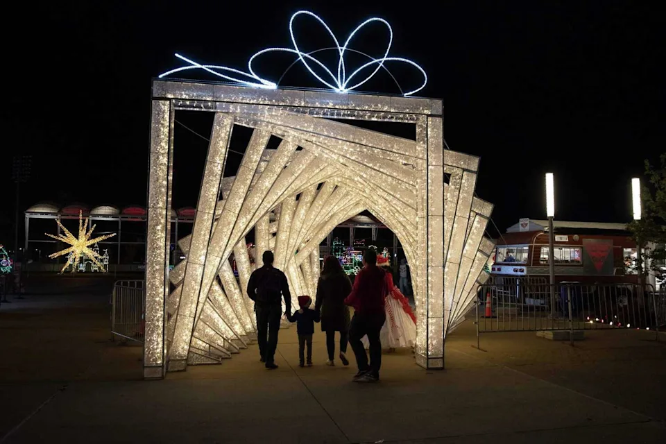 The Peppermint Parkway holiday experience, seen here in Dec. 2022, returns to Circuit of the Americas. In addition to the drive-thru Christmas lights, Peppermint Parkway features carnival rides and food. (Scott Moore / Special to American-Statesman)
