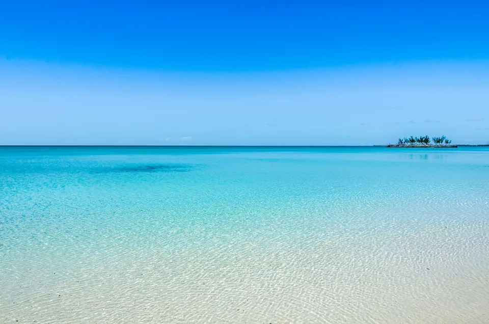 tropical beach on eleuthera on the bahamas with turquoise water