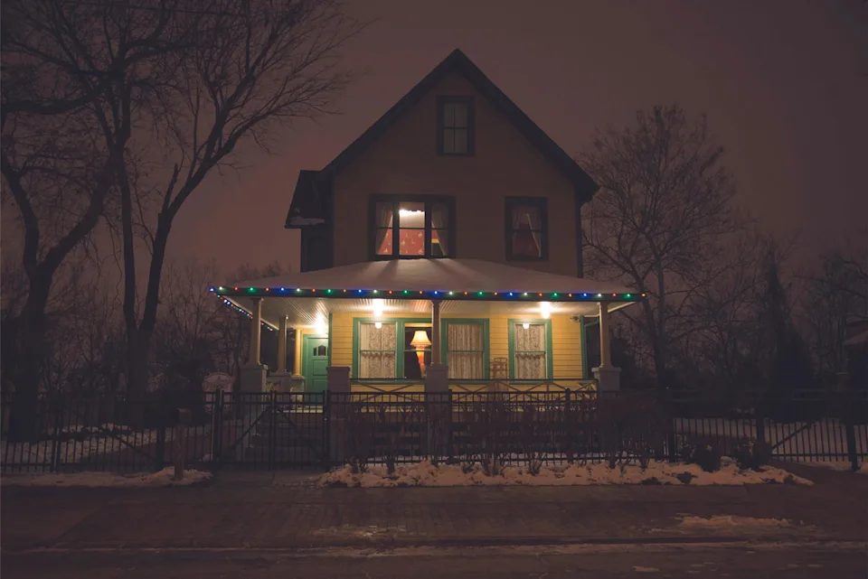 A Christmas Story house at night