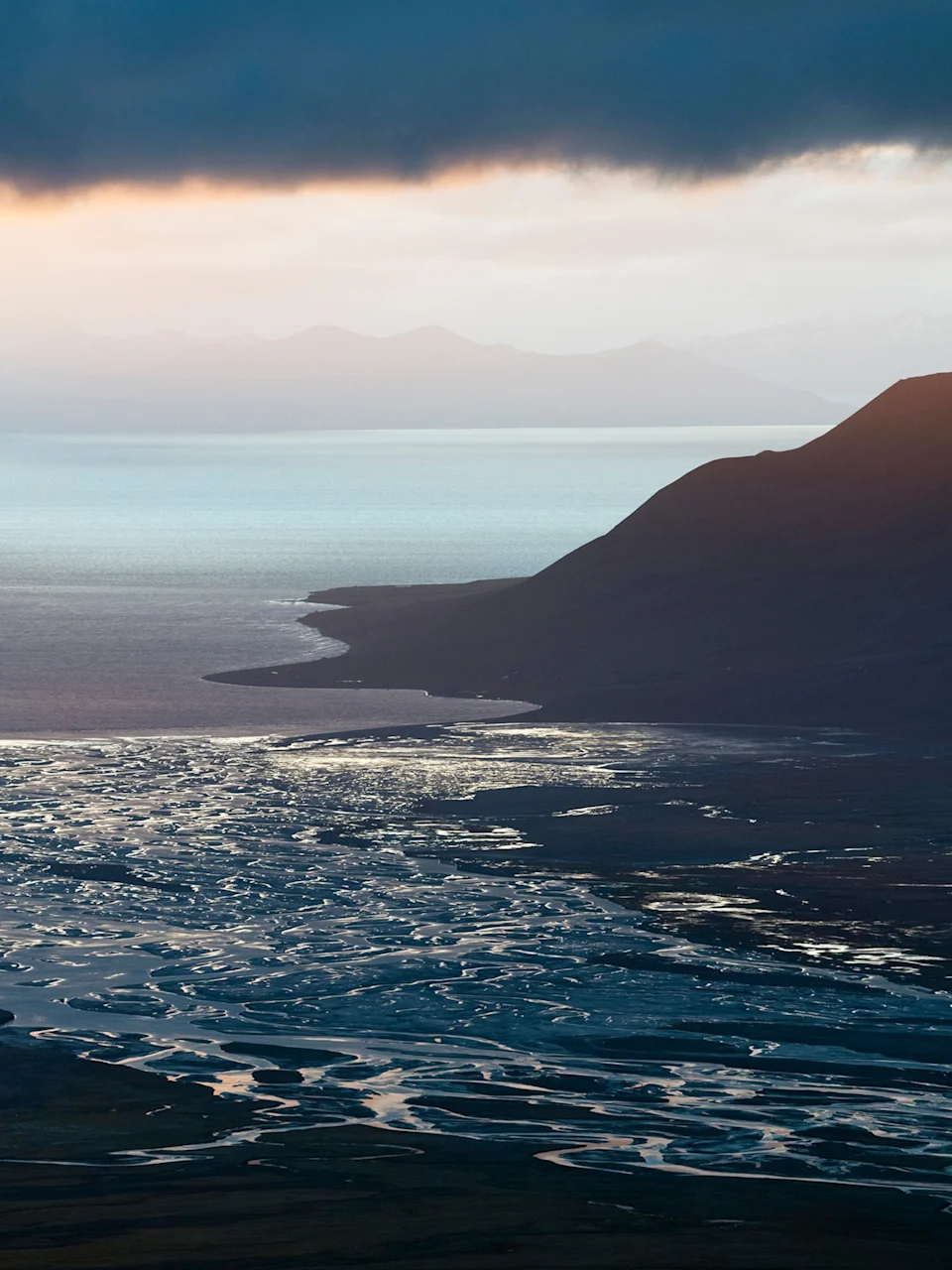 Coastal landscape with river delta.