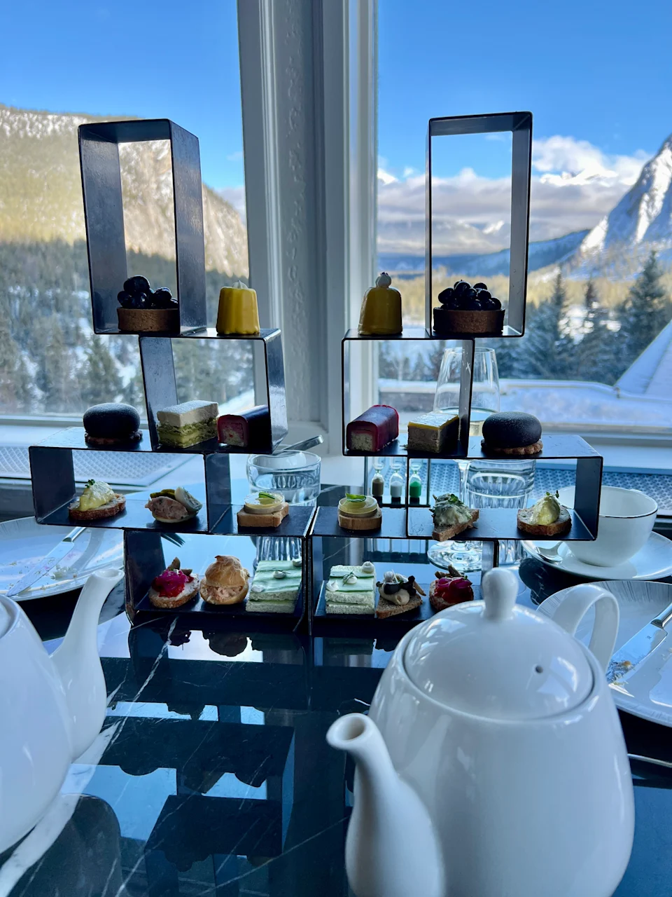 Afternoon tea at the fairmont banff springs in winter.