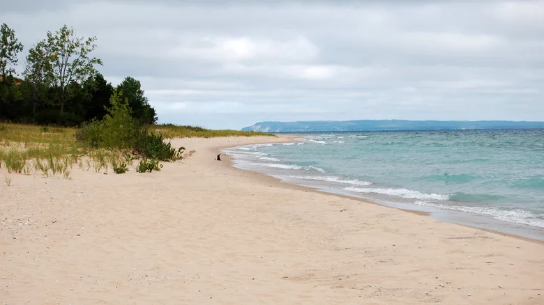 Dune Beach in Leelenau State Park on a cloudy day