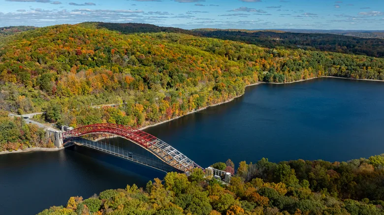 Aerial view of bridge in Yorktown Heights in upstate New York.