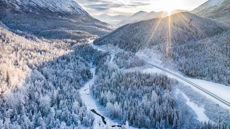 Snowy landscape in Alaska