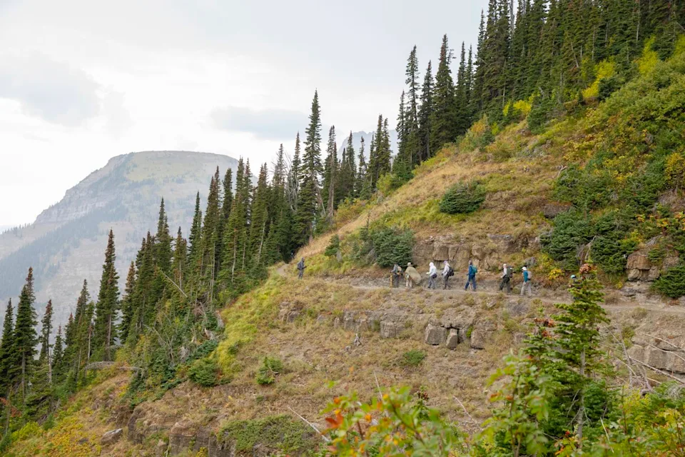 Stella Levi/Getty Images An early autumn hike in Glacier National Park.