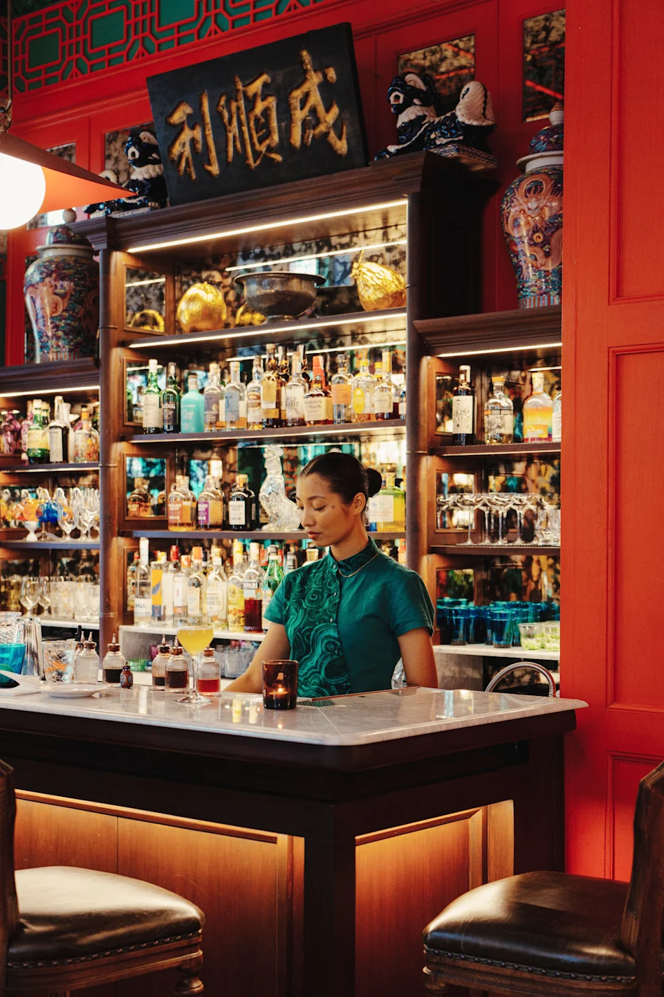 Goldsmith (named for the building's past life as a goldsmith) nods to the Chinese spice emporiums that still pepper the neighborhood.