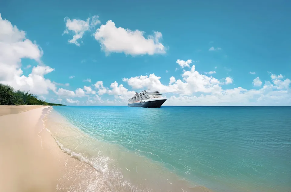Holland America Line cruise near beach