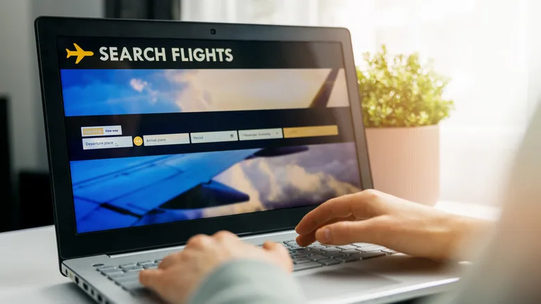 Someone searching for flights online