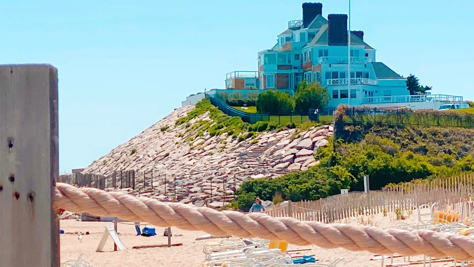 Taylor Swift's Rhode Island mansion as seen from the Ocean House beach