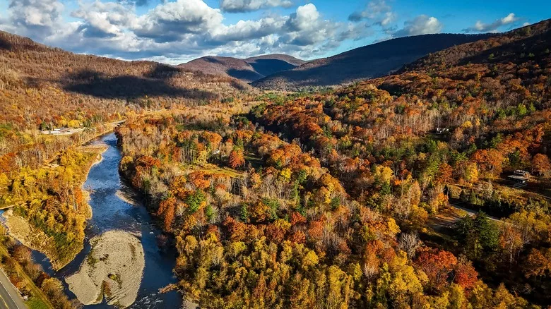 Aerial view of Catskill Mountains in Woodstock, New York
