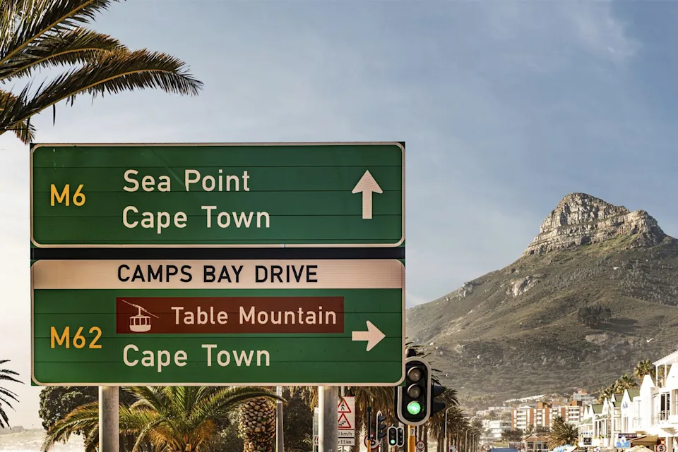 imageBROKER / Christoph Schöne / Getty Images Traffic signs in Cape Town, South Africa.