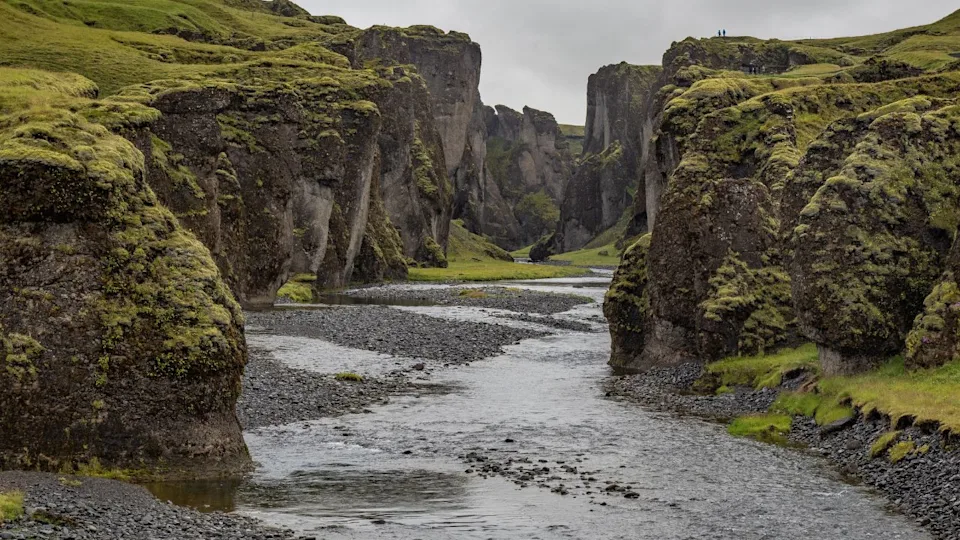 river in canyon Fjaðrárgljúfur in Iceland