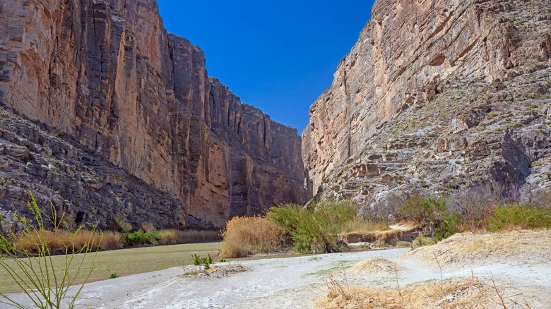 Entrance to Santa Elena Canyon on the Rio Grande River in Big Bend National Park in Texas