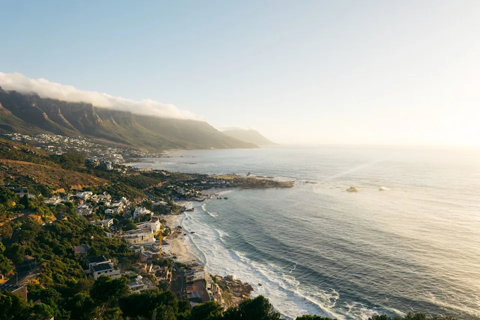 Tobiah Lui/Travel + Leisure Aerial view of Cape Town's coastline.