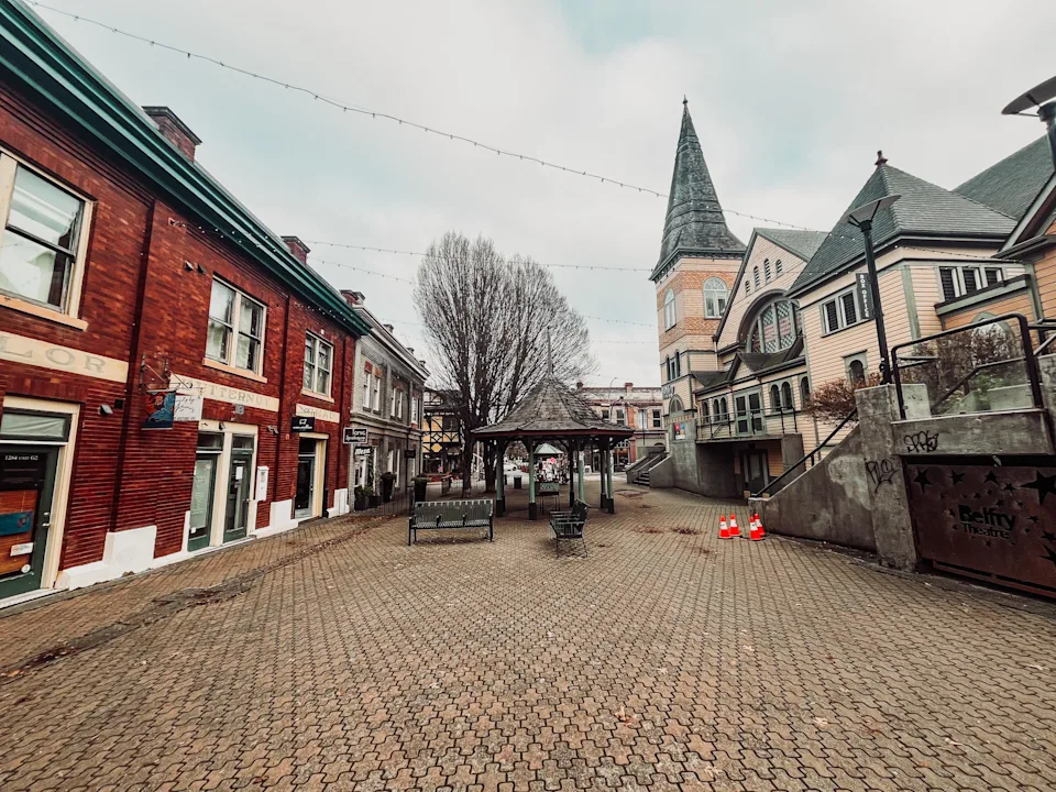 shot of an empty fernwood square in victoria Canada