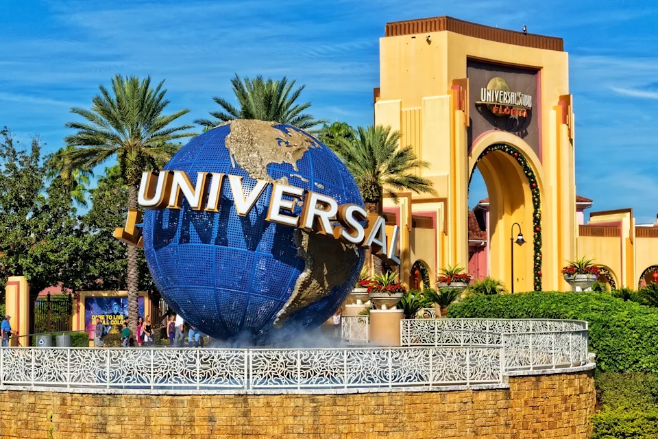 Orlando Fl., USA - January 9, 2019: Universal Studios globe located at the entrance to the theme park. Universal Studios Orlando is a theme park resort in Orlando, Florida, USA