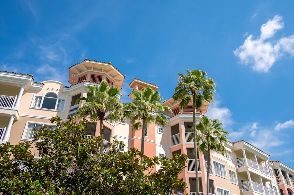 Orlando, Florida - July 11, 2025: Marriott Grande Vista Vacation Club Hotel buildings.