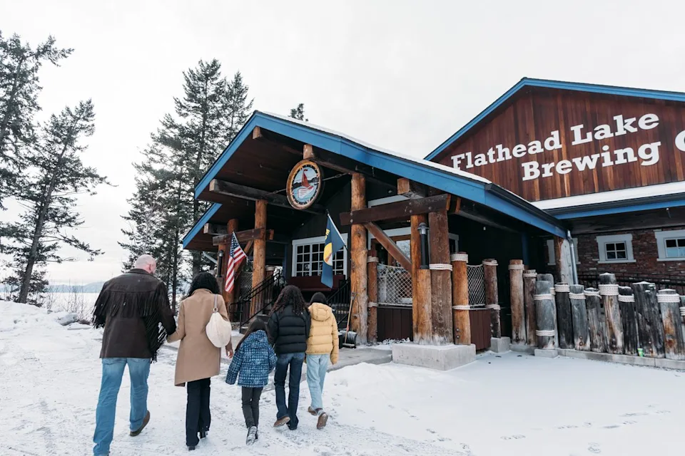 Montana Department of Commerce A family arrives at Flathead Lake Brewing Co.