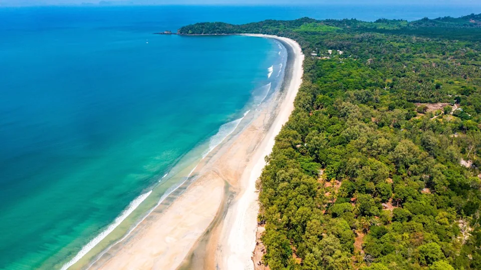 Aerial view of Koh Phayam beach in Ranong, Thailand