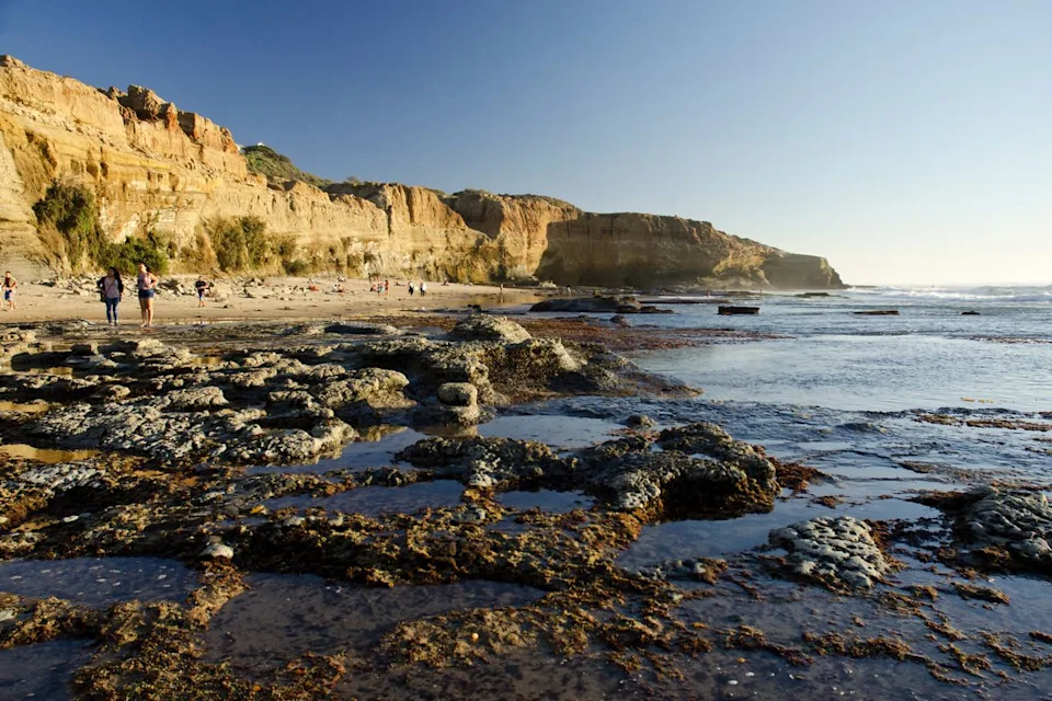 Kelly Griffin/Travel + Leisure A rocky beach in San Diego.