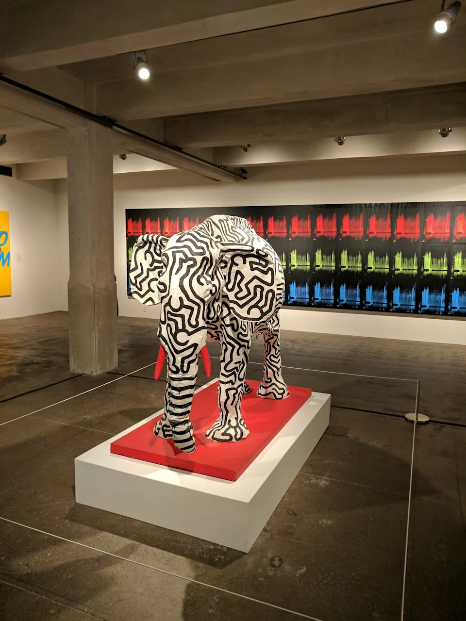 A piece of modern art on display in a museum.