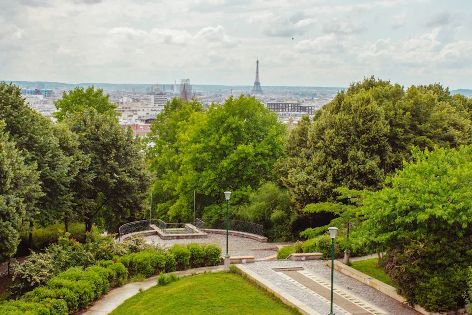 Taylor McIntyre/Travel + Leisure View of the Eiffel Tower from Parc de Belleville.