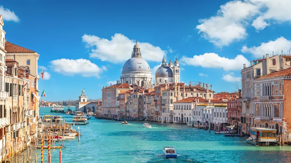 View of Grand Canal and Basilica Santa Maria della Salute in Venice