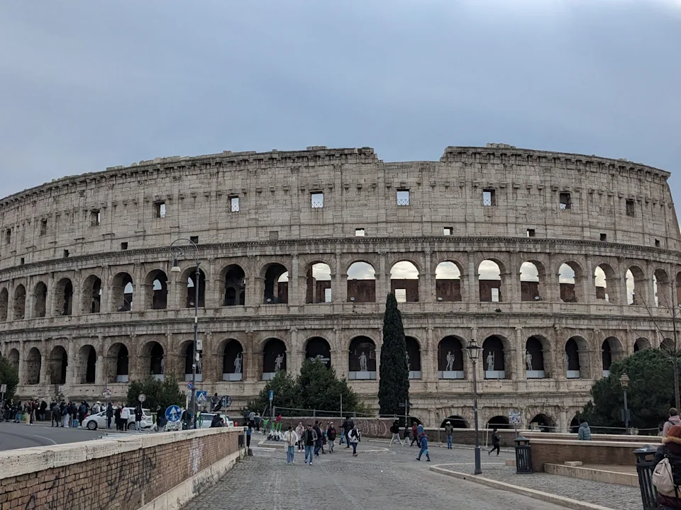 A wide shot of the Colosseum.