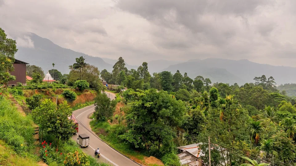 Road heading through the countryside in Sri Lanka