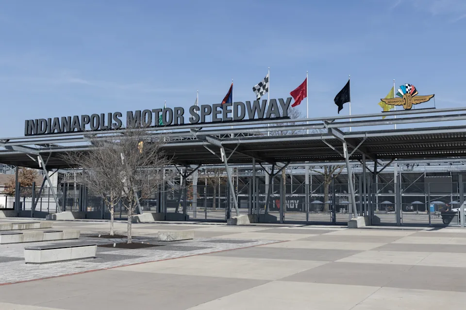 Indianapolis Motor Speedway Gate One entrance. Hosting the Indy 500 and Brickyard, IMS is The Racing Capital of the World.