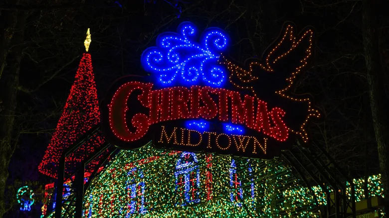 A Christmas lights sign at Silver Dollar City.