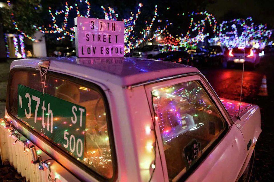 Austinites visit the 37th Street lights on Dec. 12, 2022. The annual tradition has been happening on and off since the 1980s. (Robert Hein / Special to American-Statesman)