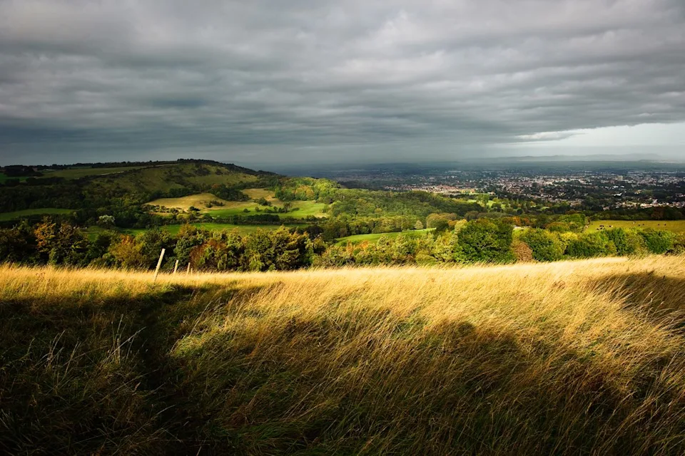 Marc Guitard/Getty Images Storm clouds over the Severn Vale, seen from the Cotswold Way.