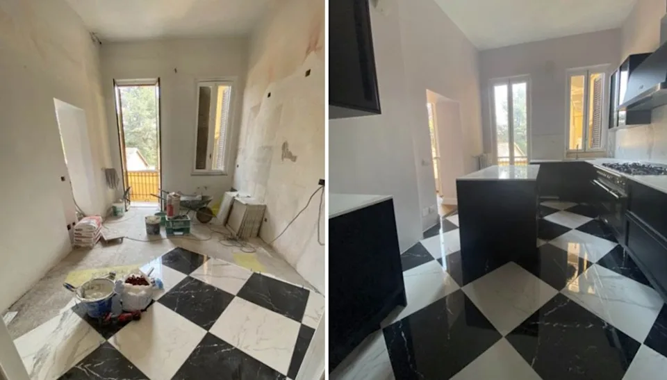 Photos of the kitchen undergoing renovation. Vicky Ambrose