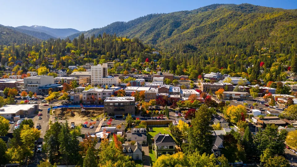 Aerial view of Ashland, Oregon 