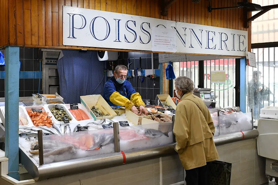 Stephane Cardinale - Corbis/Corbis via Getty Images A fish counter in Marché d'Aligre.