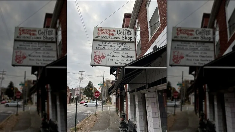 Side view of the exterior of German Village Coffee Shop