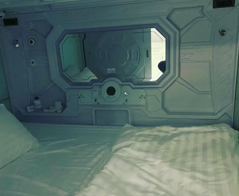 The interior of Avagard Capsule Hotel in Bangkok.