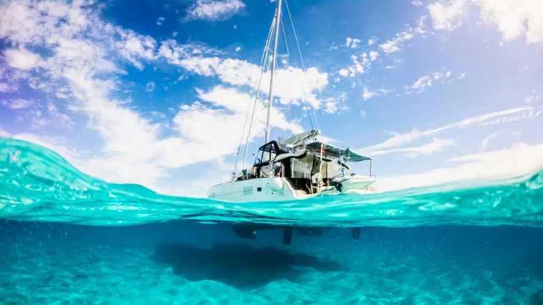 Sail boat in the Caribbean Ocean