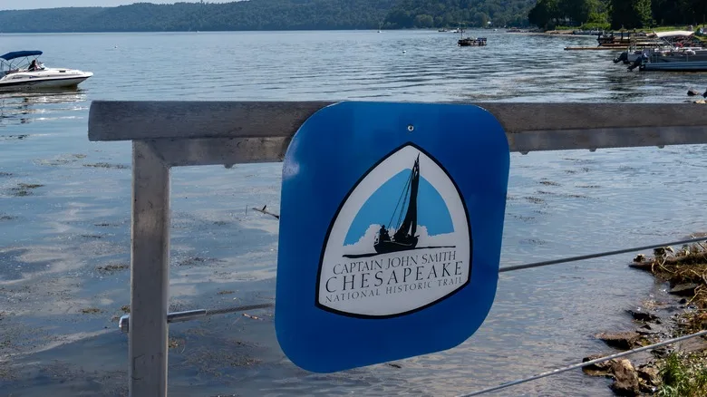 Sign to John Smith National Historic Trail