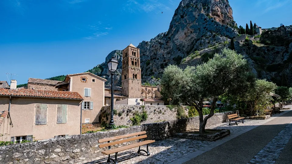 The Village of Moustiers-Sainte-Marie, Provence, France Europe, a colorful village in the Provence France