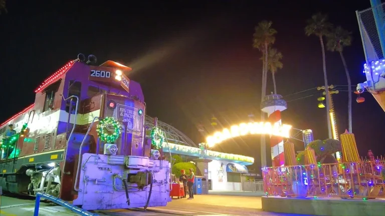 California’s Holiday Train Near Santa Cruz Traverses Through Giant Redwoods And The Beach