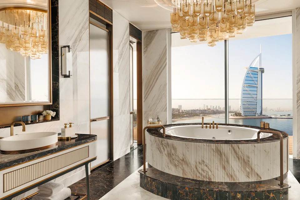 The main bathroom in the presidential suite of the Jumeirah Marsa Al Arab.