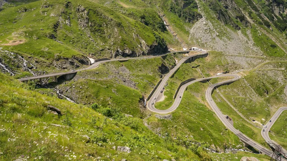 Landscape of the Transfagarasan road in summer. Located in Carpathian Mountains in Romania, Transfagarasan road is one of the most impressive mountain roads in the world.