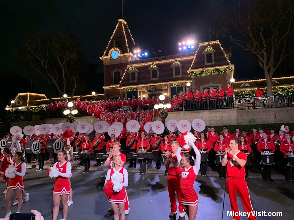 Disneyland band in front of train station